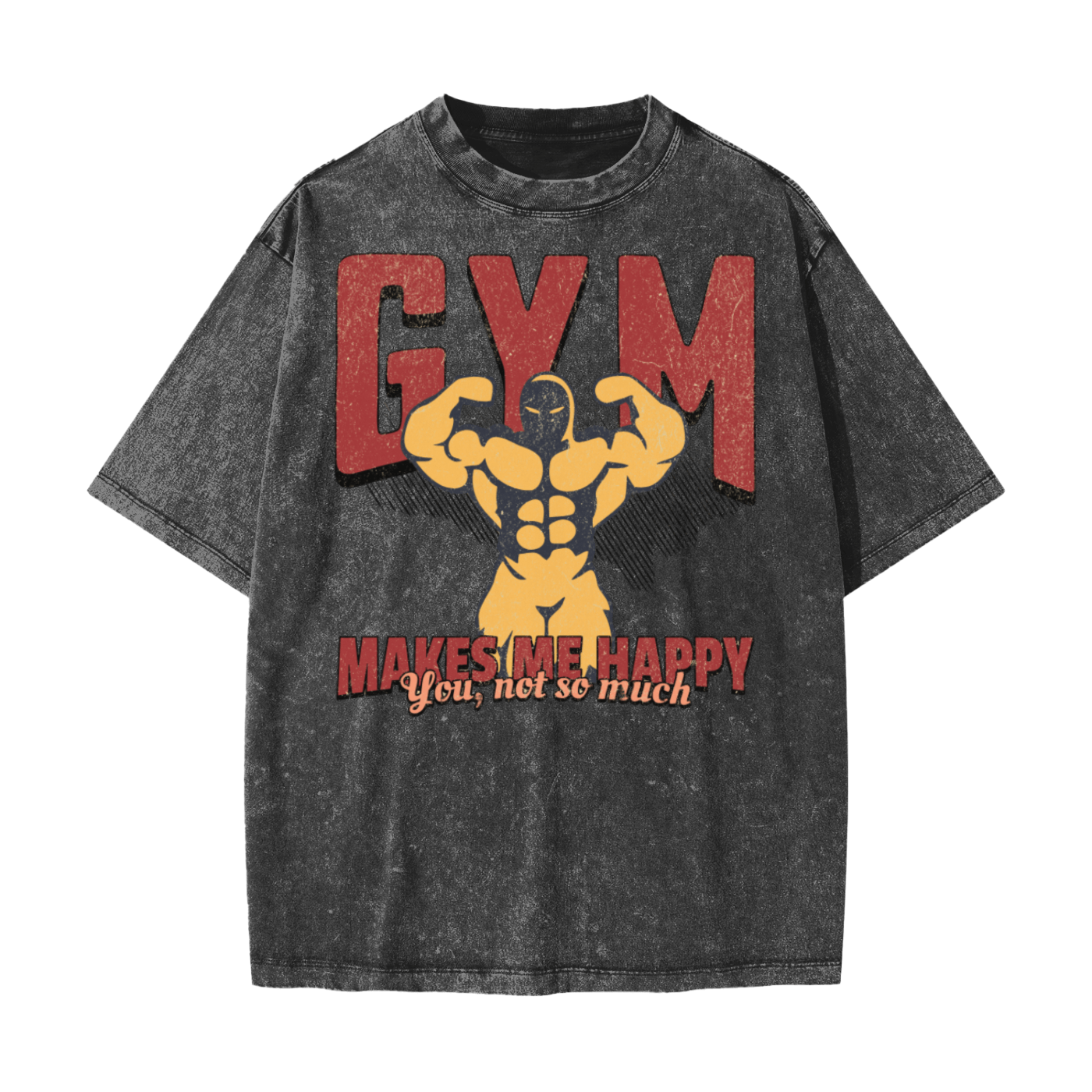 Heavyweight oversized graphic gym tee in snow washed cotton with bold slogan