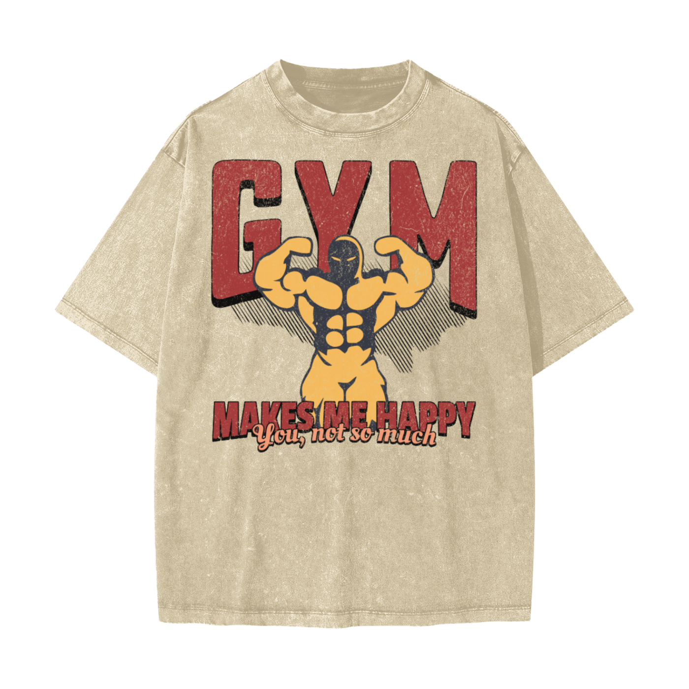 Heavyweight oversized graphic gym tee in snow washed cotton with bold slogan