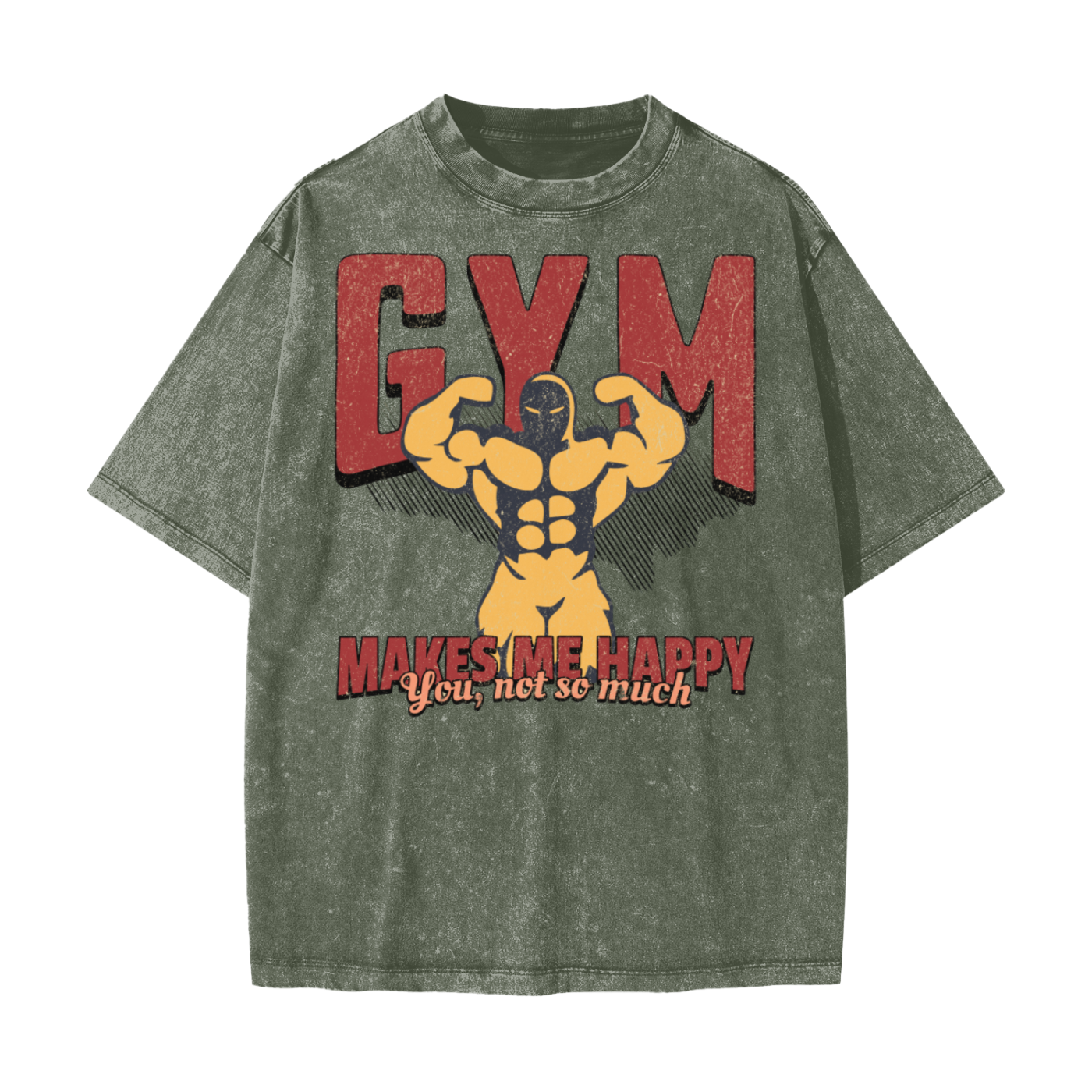 Heavyweight oversized graphic gym tee in snow washed cotton with bold slogan
