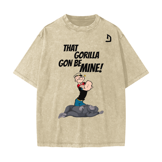 Heavyweight oversized graphic gym tee in snow washed cotton with bold slogan