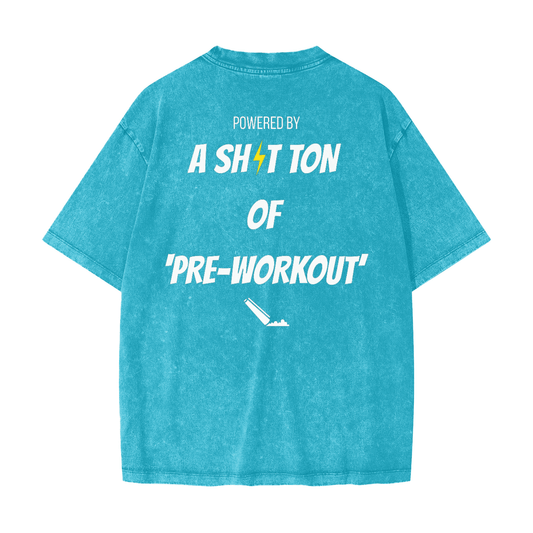 Heavyweight oversized graphic gym tee in snow washed cotton with bold slogan