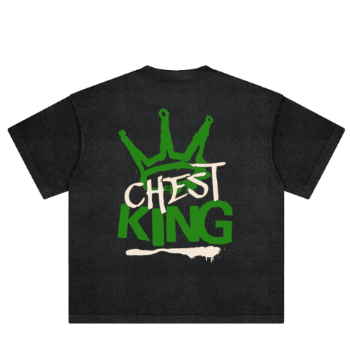 Heavyweight vintage washed gym tee with bold slogan and image.