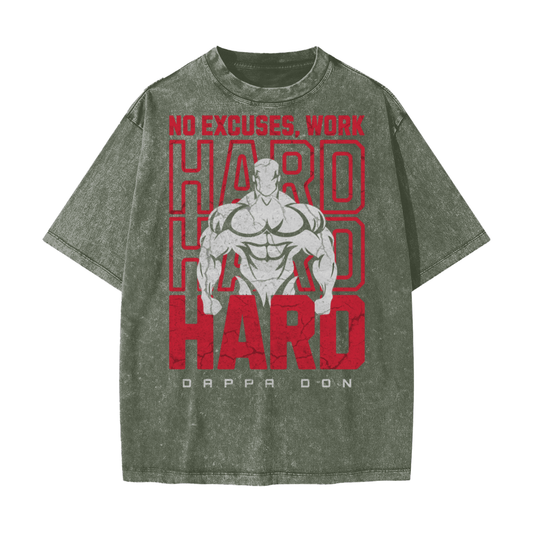 Heavyweight oversized graphic gym tee in snow washed cotton with bold slogan