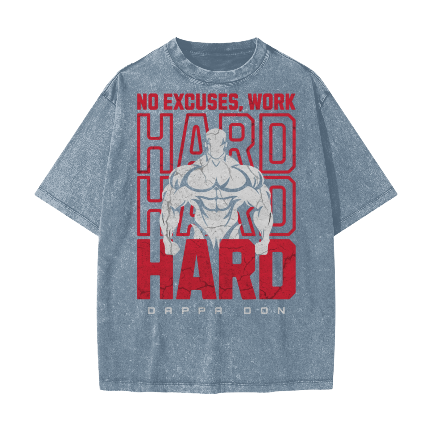 Heavyweight oversized graphic gym tee in snow washed cotton with bold slogan