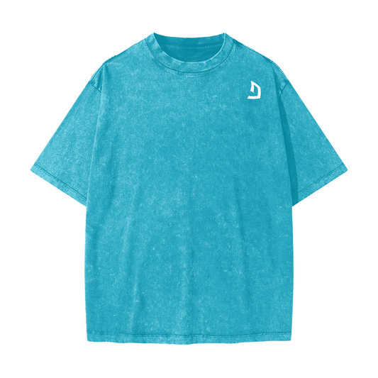 Heavyweight oversized graphic gym tee in snow washed cotton with bold slogan
