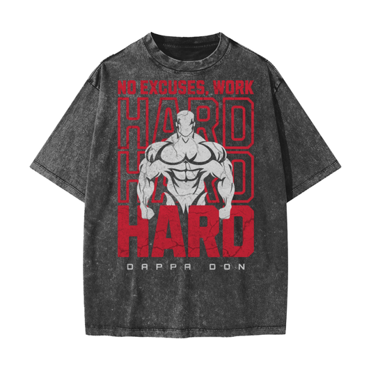Heavyweight oversized graphic gym tee in snow washed cotton with bold slogan